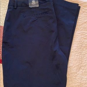 Lands End Flat Front Navy Twill Pant